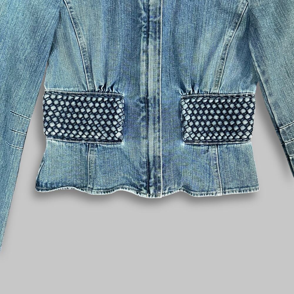 Armani Exchange Women’s Denim Moto Jacket with Woven Accents - Size M - Picture 4 of 5